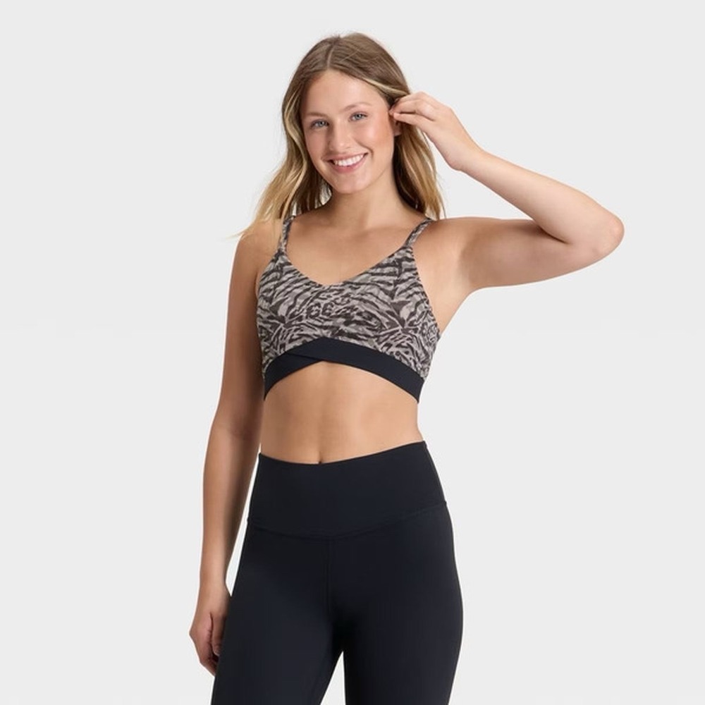 Joy Lab Womens Multicolor Zebra Animal Print Sports‎ Bra XL Extra Large